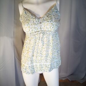 QED London Blue and White Ruffled Camisole